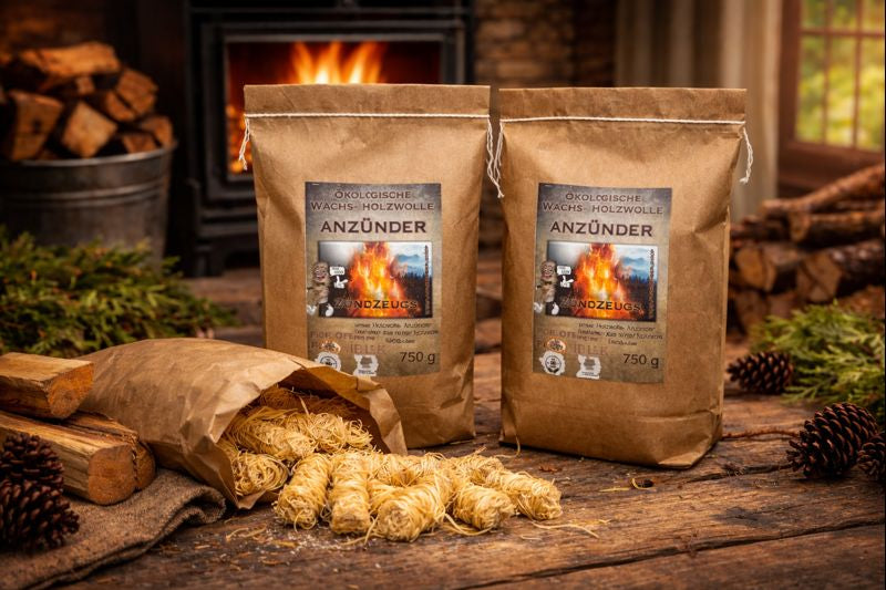Holzwolle- Anzünder in der Kraftpapiertüte 2x 750g 