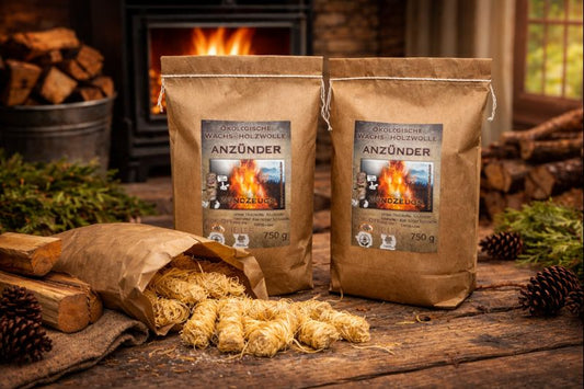 Holzwolle- Anzünder in der Kraftpapiertüte 2x 750g 